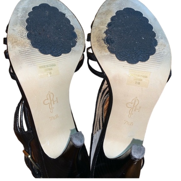Cole Haan Black Leather Strappy Sandal Heels - Picture 8 of 9